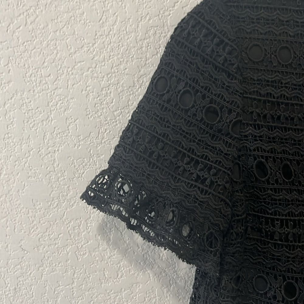 KATE SPADE Black Peplum Lace Blouse, Size XXS (Fits XXS/XS/S) - Picture 5 of 7